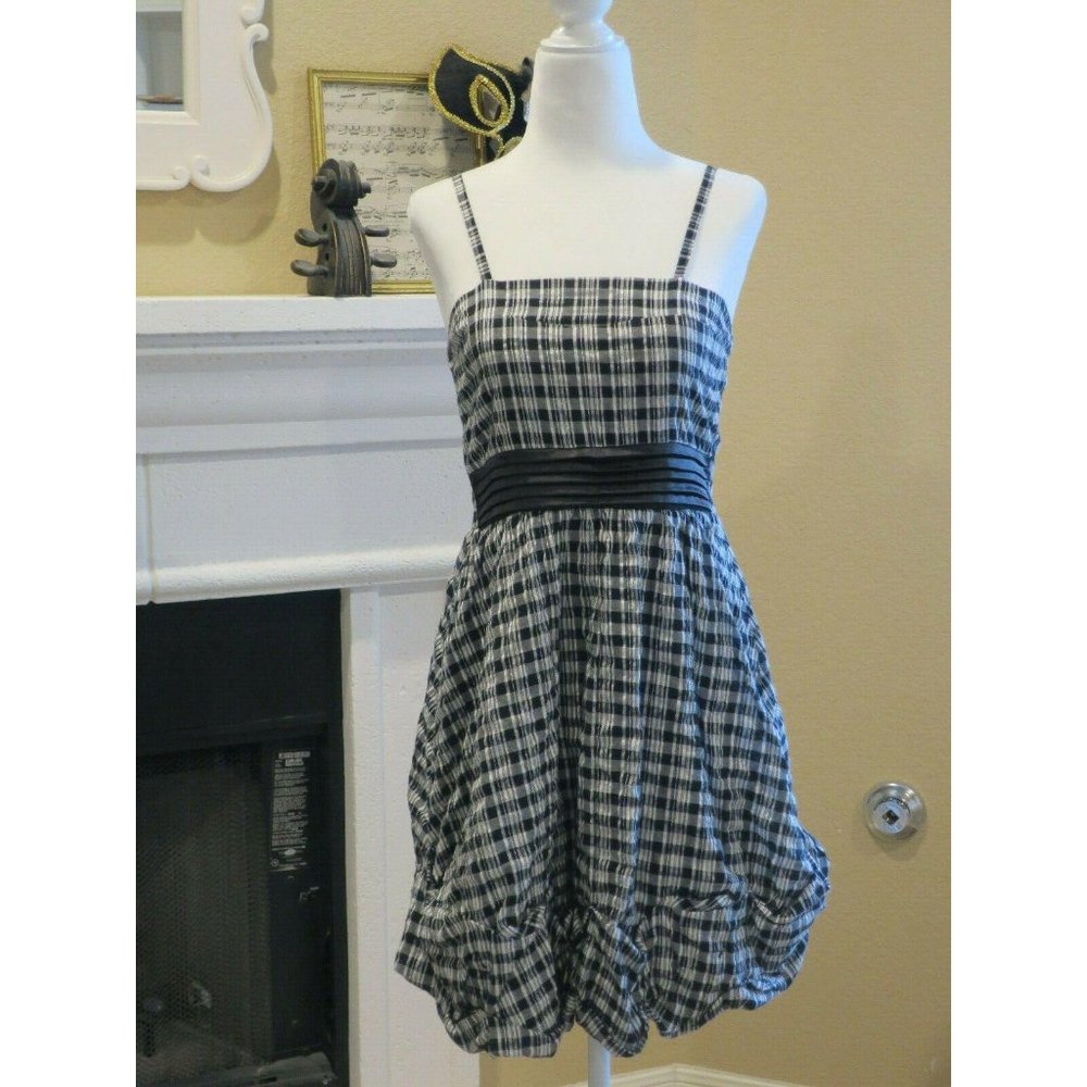 Women Spaghetti Straps Sundress Gingham with Ruffl
